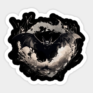 Spooky Bat and Moon Sticker